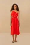 Farm Rio Red Garden Lenzing Ecovero Euroflax Midi Dress In Red