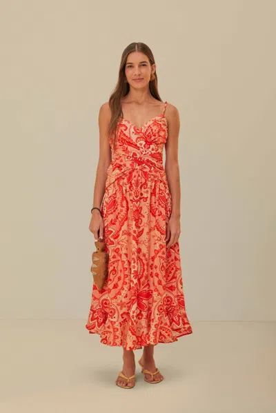 Farm Rio Active Red Jaipur Crossover Maxi Dress In Jaipur Red