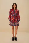 Farm Rio Luang Puff-sleeve Mini Dress In Multi