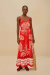 Farm Rio Active Red Majestic Coconut Tree Lenzing Ecovero Euroflax Maxi Dress