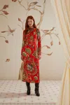Farm Rio Red Maxi Floral Cutout Lenzing Ecovero Viscose Midi Dress In Maxi Floral Red