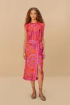 Farm Rio Active Red Paisley Scarf Lenzing Ecovero Viscose Midi Skirt