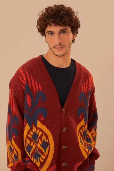 Farm Rio Active Red Pineapple Knit Cardigan
