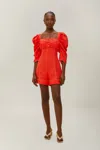 Farm Rio Puff Sleeve Linen Romper