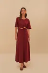 Farm Rio Active Red Short Sleeve Cut-out Midi Dress In Red