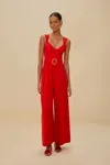 Farm Rio Active Red Sleeveless Lenzing Ecovero Euroflax Maxi Jumpsuit