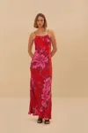 Farm Rio Red Summer Fruit Lenzing Ecovero Viscose Maxi Dress In Summer Fruit Red