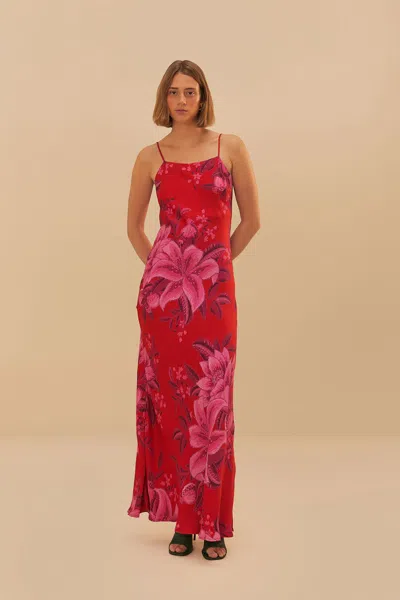 Farm Rio Active Red Summer Fruit Lenzing Ecovero Viscose Maxi Dress In Summer Fruit Red