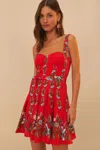 Farm Rio Active Red Sweet Bloom Bouquet Lenzing Ecovero Euroflax Mini Dress In Sweet Bloom Bouquet Red