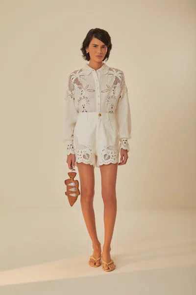 Farm Rio Richelieu Embroidered Shorts In Neutral