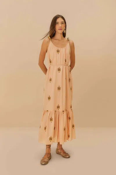 Farm Rio Active Sand Anchor Tapestry Fish Strap Maxi Dress In Light Pink