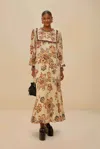 Farm Rio Active Sand Aura Floral Midi Skirt