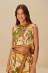 Farm Rio Active Sand Foliage Sketch Lenzing Ecovero Euroflax Blouse