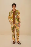 Farm Rio Active Sand Foliage Sketch Lenzing Ecovero Euroflax Pants