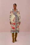 Farm Rio Active Sand Mosaic Garden Wrap Midi Dress In Mosaic Garden Sand