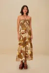 Farm Rio Active Sand Shell Mix Euroflax Premium Linen Maxi Dress