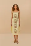Farm Rio Active Sand Tropical Flower Embroidered Lenzing Ecovero Euroflax Maxi Dress In Sand