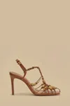 Farm Rio Active Tan High Heel Beads Sandal