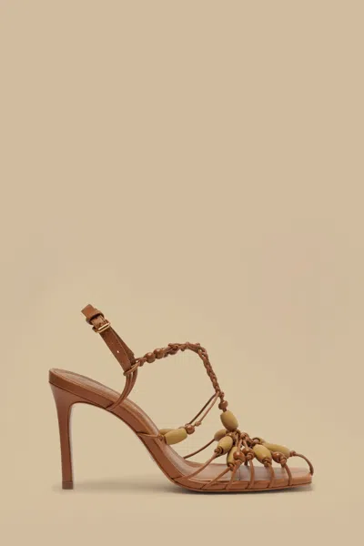 Farm Rio Active Tan High Heel Beads Sandal