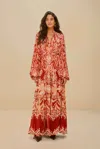 Farm Rio Active Tropical Tapestry Red Metal Embroidered Tiered Max