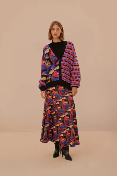 Farm Rio Wild Mushrooms Black Maxi Skirt In Multi