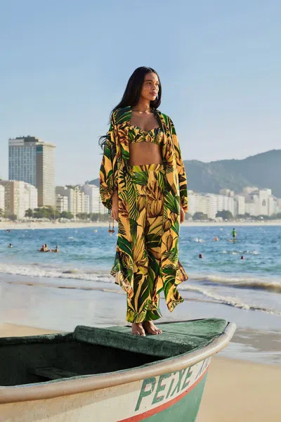 Farm Rio Yellow Bananart Pajama Pants In Multi