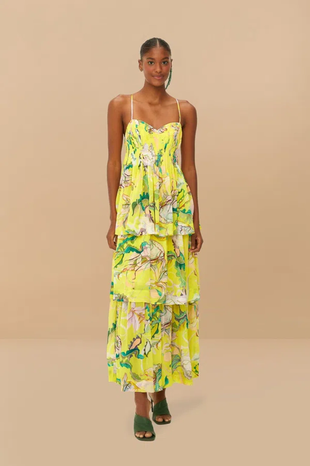 yellow jellyfish bouquet layered maxi dress Farm Rio In Jellyfish Bouquet Yellow womenswear_09jun