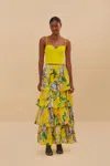 Farm Rio Active Yellow Jellyfish Bouquet Maxi Skirt