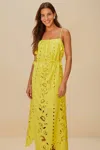 Farm Rio Active Yellow Richelieu Sleeveless Lenzing Ecovero Euroflax Maxi Dress