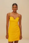 Farm Rio Active Yellow Sunrise Cup Euroflax Premium Linen Mini Dress In Yellow