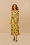 Farm Rio Active Yellow Tropical Paradise Lenzing Ecovero Euroflax Maxi Dress In Tropical Paradise Yellow