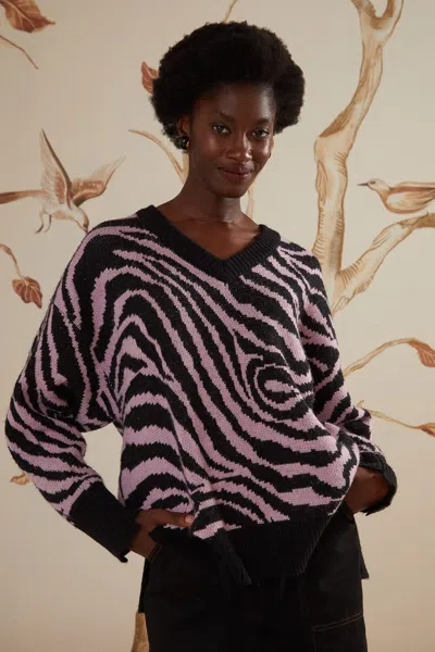 Farm Rio Zebra Skin Knit Sweater