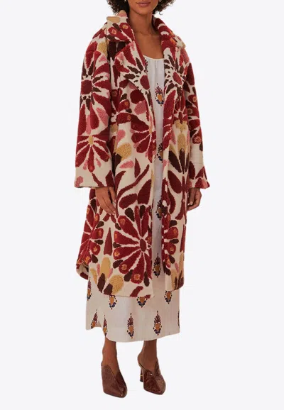 Farm Rio Ainika Floral Belted Fleece Coat In Multicolor