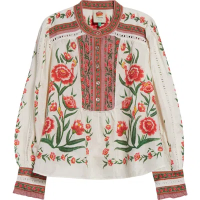 Farm Rio Printed Cotton-blend Blouse In Multicoloured
