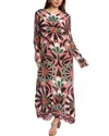 Farm Rio Anika Flowers Long Sleeve Maxi Dress In Pink
