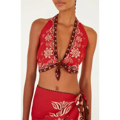 Farm Rio Ainika Garden Red Halter Top In Multi