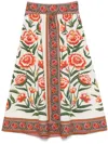 Farm Rio Pleated Floral-print Cotton-poplin Midi Skirt In 中性色