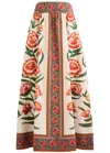 Farm Rio Pleated Floral-print Cotton-poplin Midi Skirt In Cream