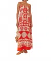 Farm Rio Ainika Shell Maxi Dress In Ainika Shell White/red In Multi