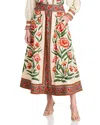 Farm Rio Pleated Floral-print Cotton-poplin Midi Skirt In Off-white