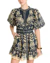 Farm Rio Ainika Tropical Splendor Puff-sleeve Mini Dress In Anika Tropical Splendor