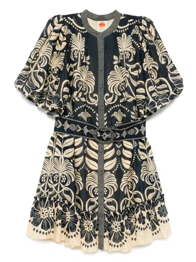 Farm Rio Ainika Tropical Splendor Mini Dress In Blue