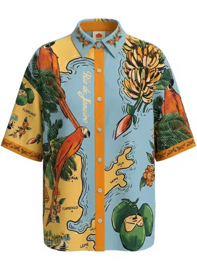 Farm Rio All-over Print Short-sleeve Button Shirt In Multi