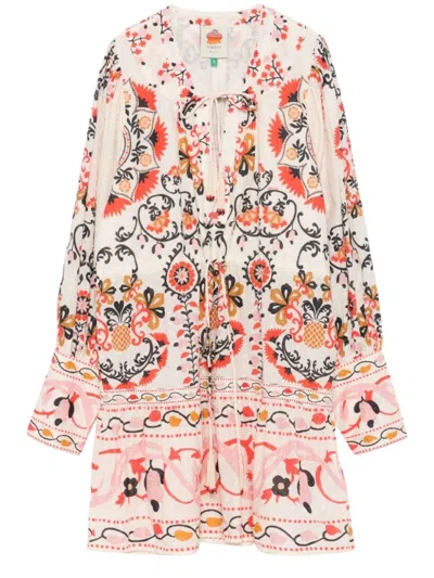 Farm Rio Cream Cashew Mandala Mini Dress In Cashew Mandala Cream