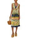 Farm Rio Embellished Cutout Printed Midi Dress
