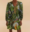 Farm Rio Blue Amazonia Forest Mini Dress In Green