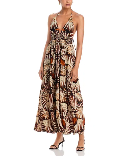 Farm Rio Ammonite Maxi Dress In Brown