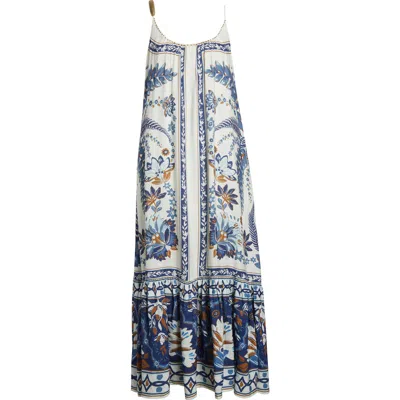 Farm Rio Ana Tapestry Linen Blend Sundress In Off-white