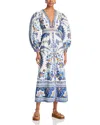 Farm Rio Embellished Printed Linen-blend Midi Dress In Ana Tapest