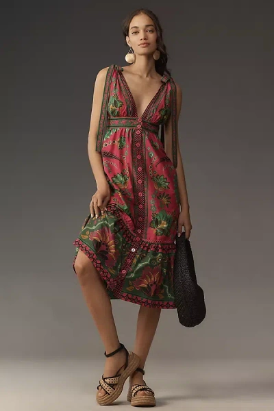 Farm Rio Ana Tapestry Midi Dress In Pink
